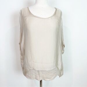 KALIHI TAUPE SHORT KIMONO SLEEVE DRAPEY SHIRT SEQUIN TANK LINING ONE SIZE NWT